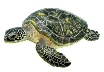 Obraz premium Isolated sea turtle displays shell and flippers on the transparent background.