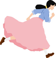 ランニングする女性のイラスト	
