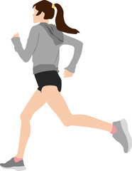 ランニングする女性のイラスト	
