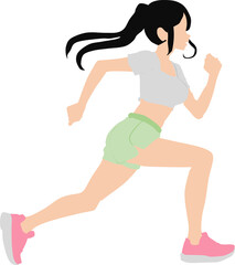 ランニングする女性のイラスト	

