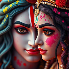 Fototapeta premium El Señor Krishna y Radha