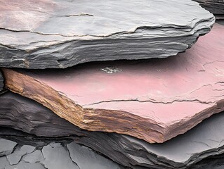 Layered Pink and Gray Slate Stone Texture Background