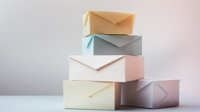 Stacked pastel mail envelopes modern presentation