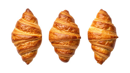 Delicious buttery croissants fresh baked pastry food photography background image on transparent background