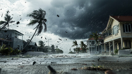 Violent storm impacts coastal community with strong winds and heavy rain