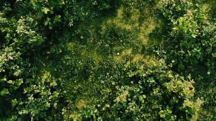 Close-up view of a patch of grass and foliage.