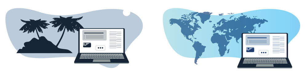 Modern People Talking Online and Sharing Media Vector UI Concept