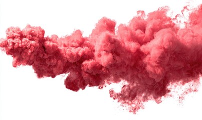 Flowing, crimson-colored smoke elegantly fills the frame against a white background
