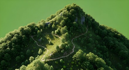 Lush Forest Mountain on Green Screen