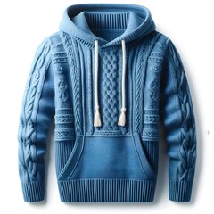 Modern blue winter pullover isolated on white background