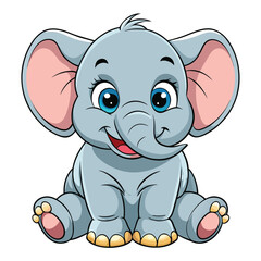 Cute cartoon elephant sitting