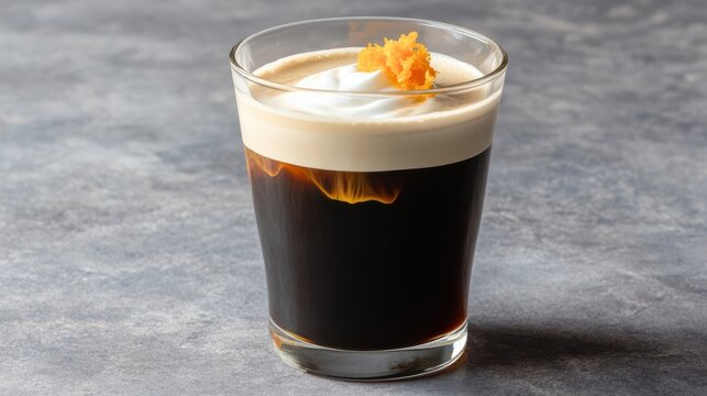 Delicate Coffee Glass Adorned with Vibrant Orange Flower on Top - Powered by Adobe