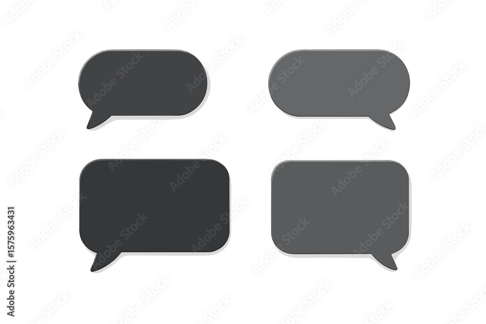 Fototapete set of dark speech bubble icons for chat messenger app. dialogue balloon symbol for communication in