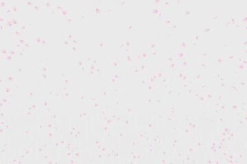 白背景に舞い散るたくさんのピンク色の花びらのCG画像