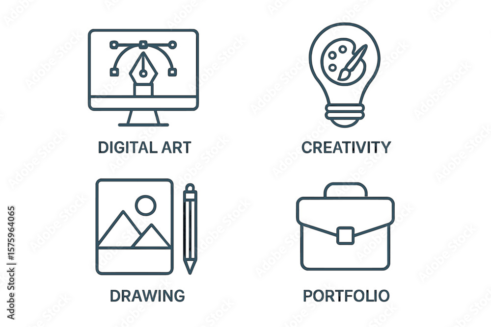 Fototapete graphic design icon set for web and mobile. line style vector icons collection for creative process.
