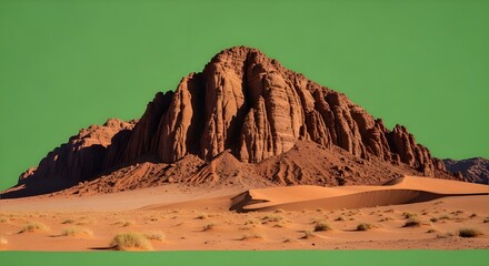 Desert Rock Mountain with Studio Green Screen