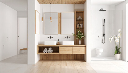 Modern Minimalist Bathroom Interior with Clean Lines and Bright Natural Lighting