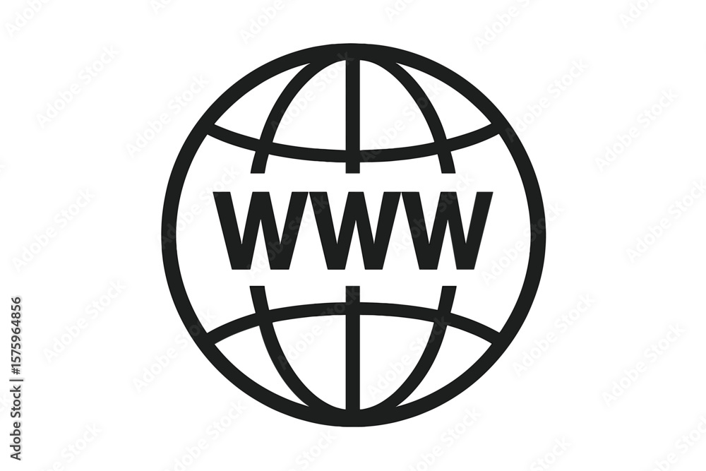 Poster global internet web icon. www symbol. globe outline. world wide web connection. simple vector illust