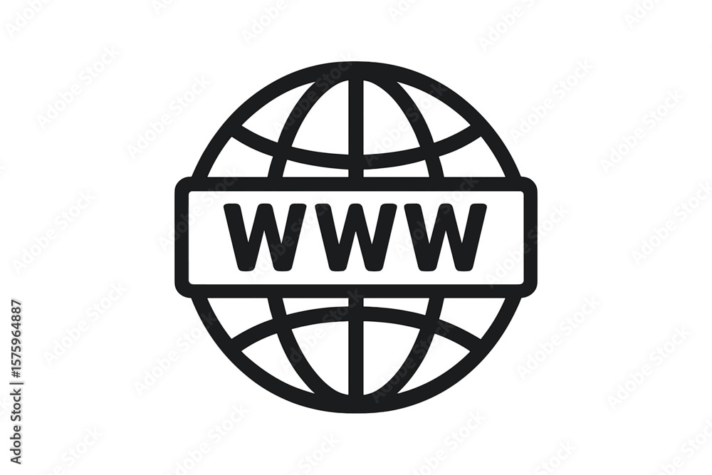 Poster global internet web icon. www symbol. vector illustration of globe with world wide web banner. digit