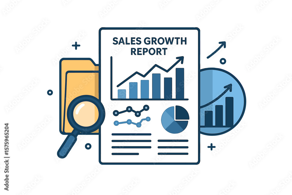 Poster auditing concepts and sales growth report. boosted sales graph with financial data analytics. docume