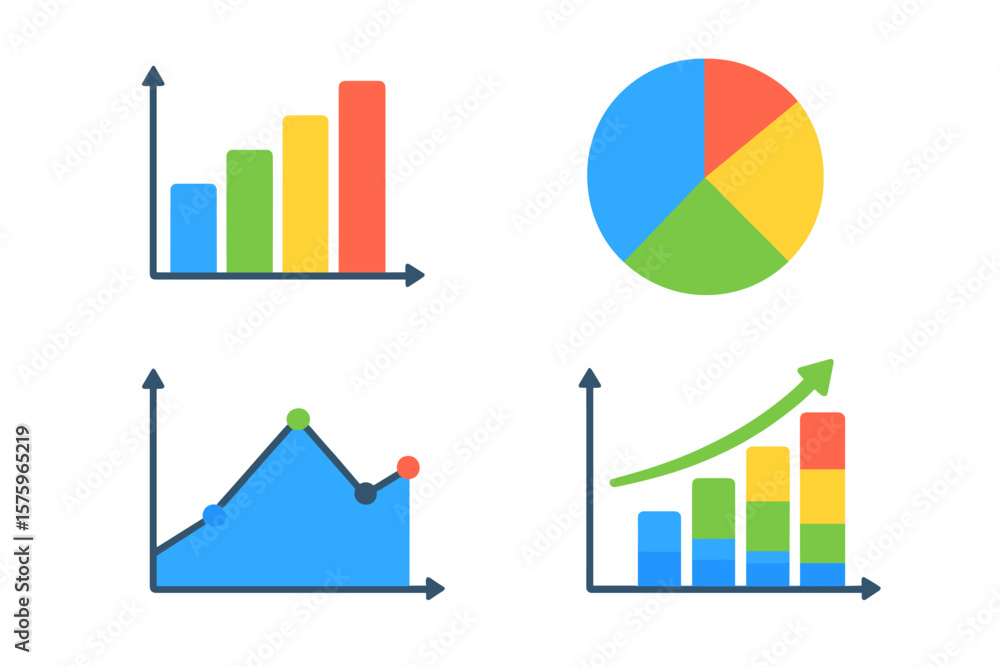 Poster set of flat design infographic elements. business data visualization charts and graphs. financial st