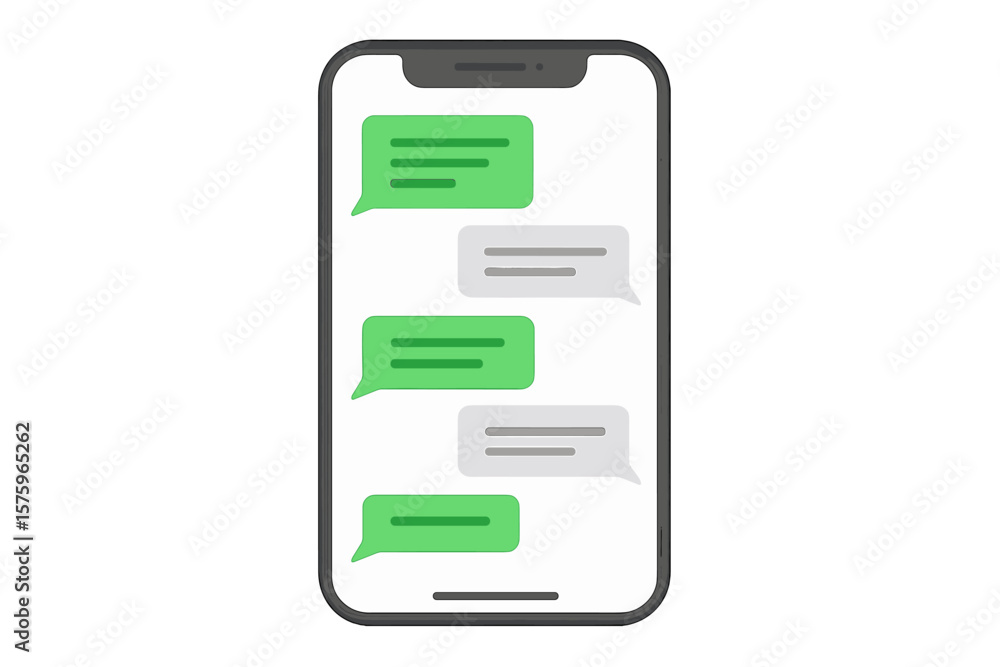 Poster smartphone chat conversation interface. vector illustration of mobile phone with messaging bubbles. 