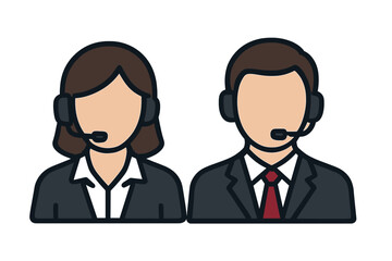 Call Center Operator Avatars, Customer Service Representatives, Male and Female, Faceless Business People, Headset Icons, Support Staff, Hotline, Communication, Office Teamwork