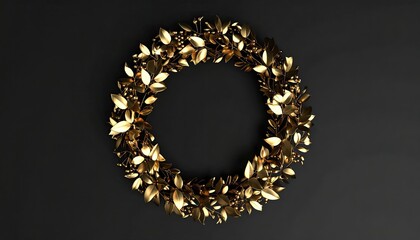 Gold wreath on black background