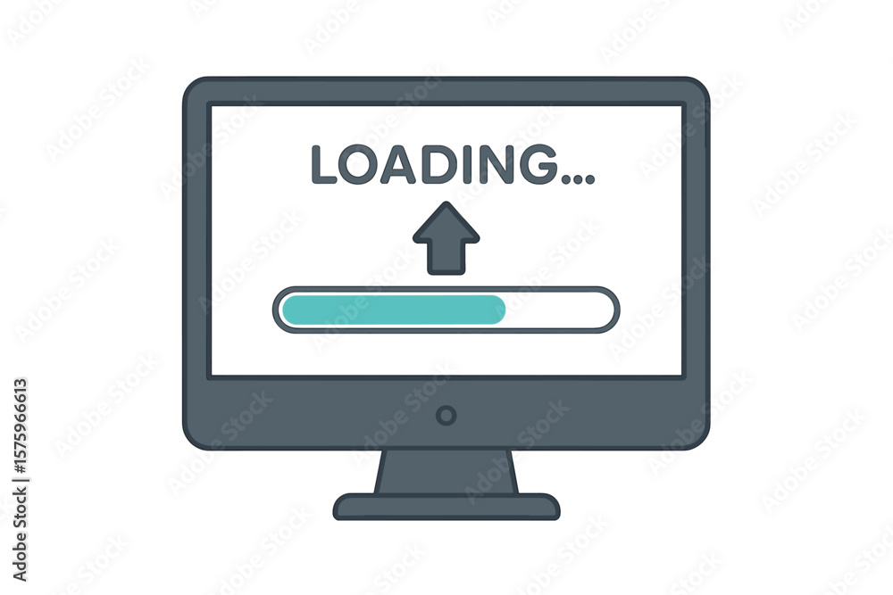 Aufkleber computer monitor with loading progress bar, system software update, data synchronization, upgrade pr