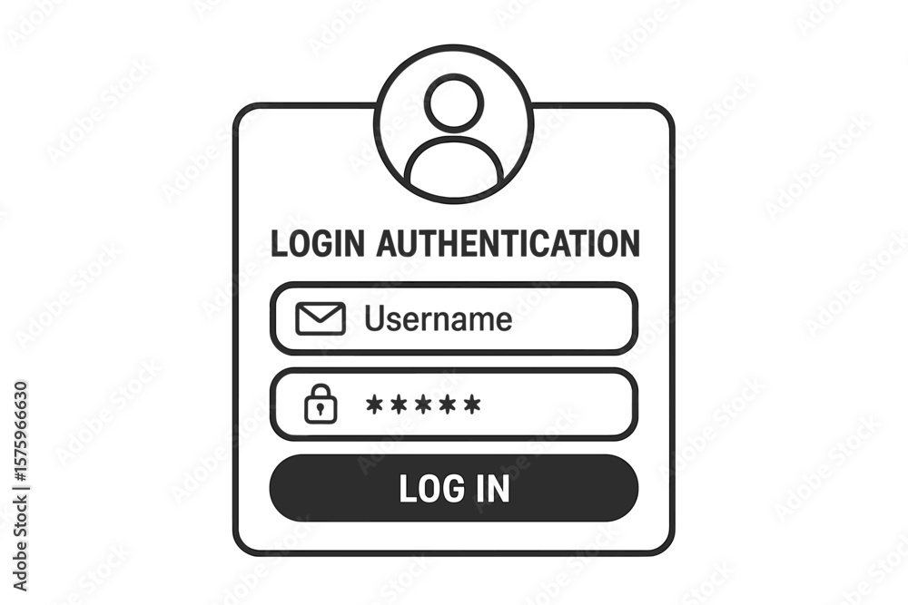 Aufkleber login authentication page vector. secure user login interface. username password fields. modern web 