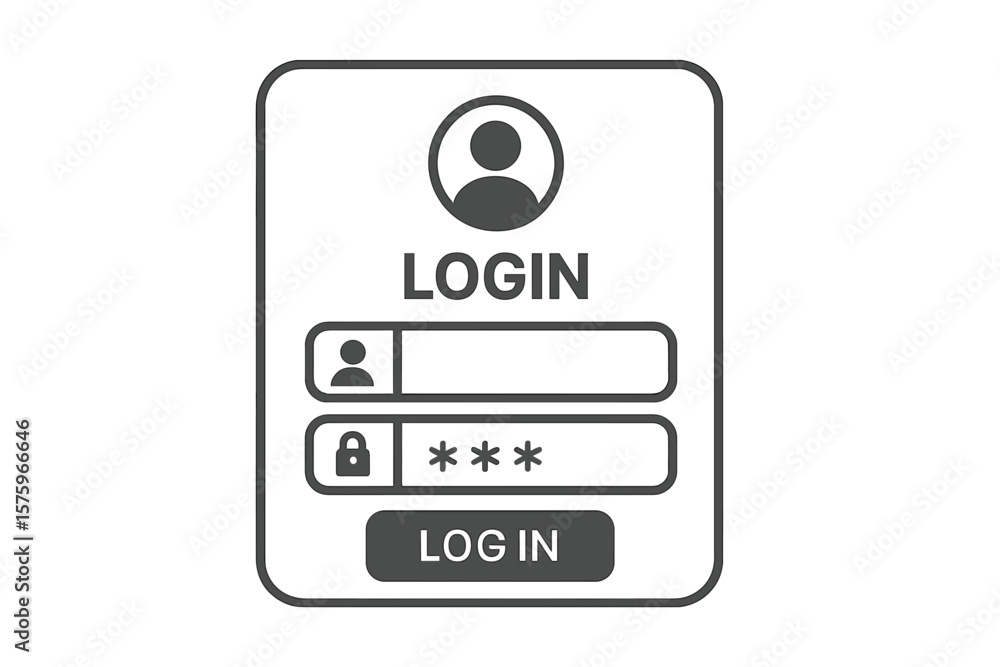 Aufkleber Login Page Vector Illustration. User Authentication Form. Secure Access Interface. Username and Password Fields. Flat Design. Web Application UI. Simple Login Screen Template.