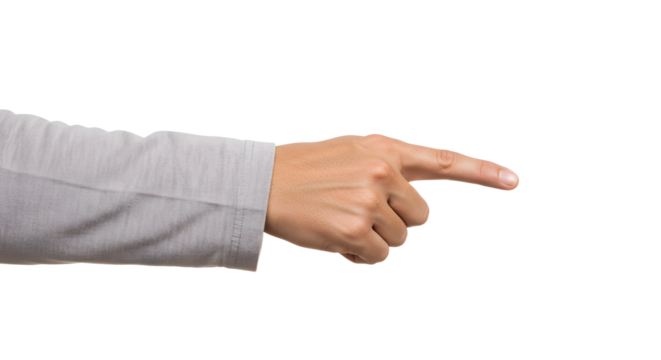 Hand Pointing Right Isolated on White Background for Directional Guidance