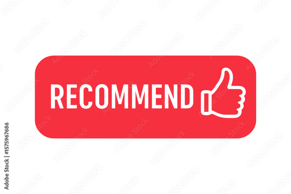 Fototapete recommended red button with thumbs up. good choice recommendation tag for quality control. best tag 