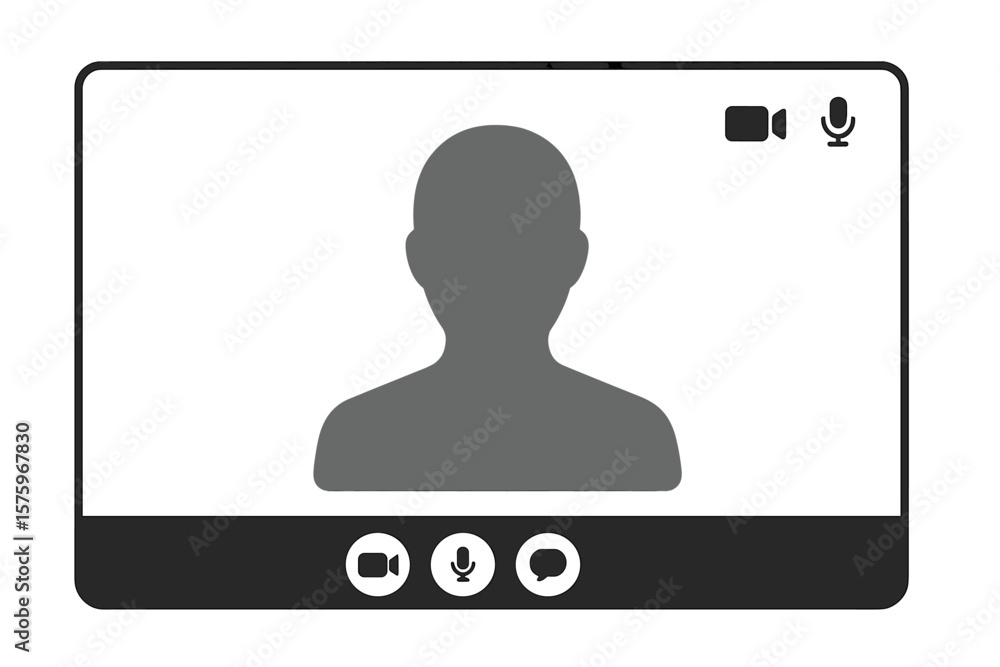 Poster online video call interface template. virtual meeting screen. webcam chat window. video conference u