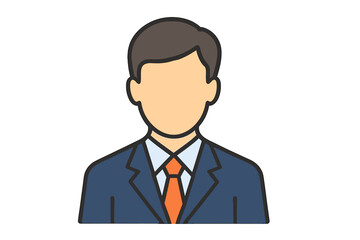 Businessman Avatar Icon. Male Professional in Suit and Tie. Flat Vector Illustration. Corporate Profile Picture. Office Worker. Business Person. Executive. Isolated Transparent Background.