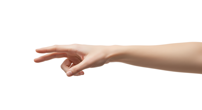 Hand Pointing or Clicking with Two Fingers on White Background