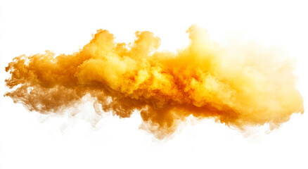 Colorful yellow smoke cloud on a transparent background