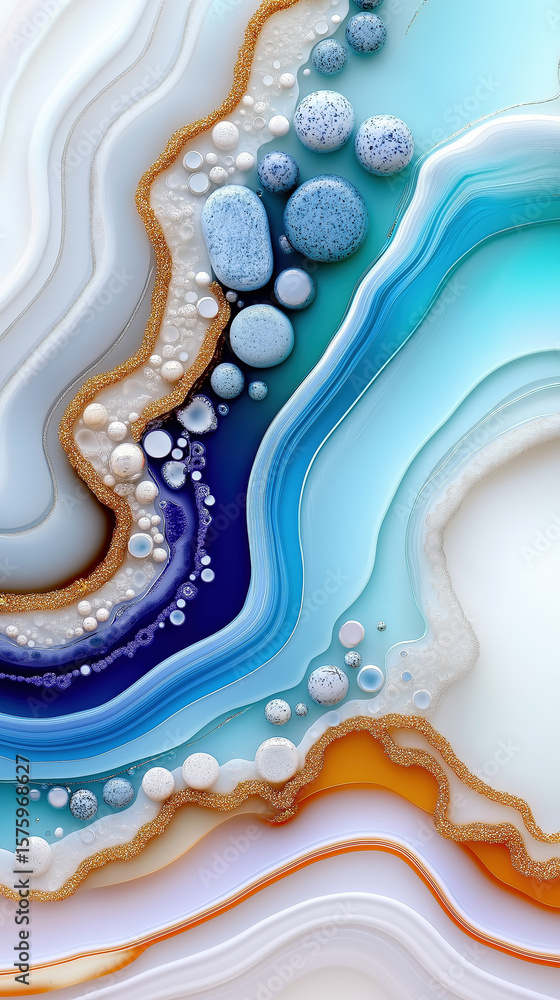 Poster colorful abstract art displaying flowing shapes and patterns
