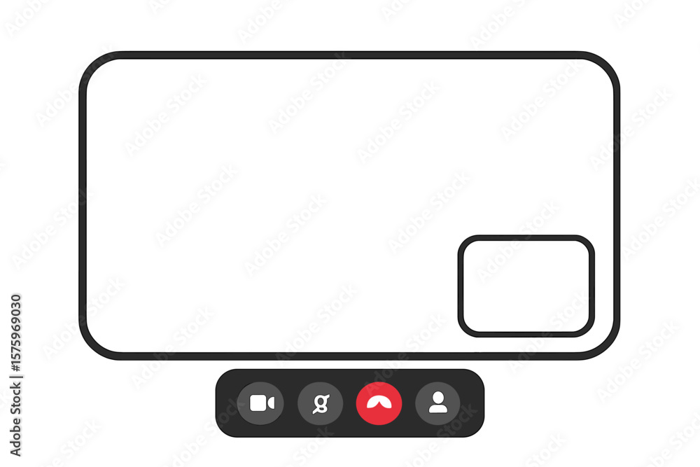 Poster video call interface template. minimalist online meeting screen. modern video conference layout. dig