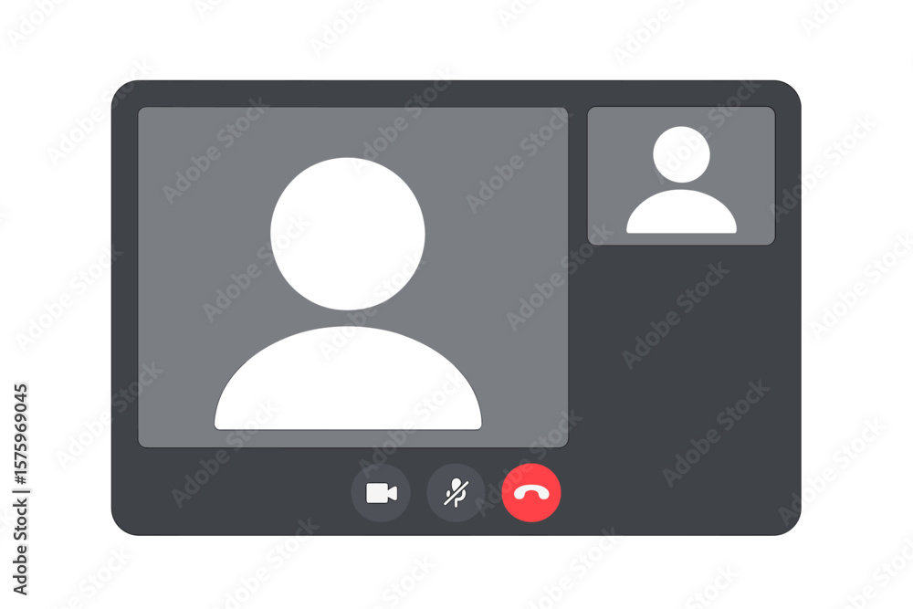 Poster video call interface template. online meeting screen. virtual conference user interface. webcam chat