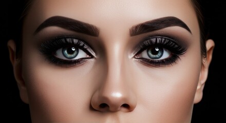 Fototapeta premium Close-up of woman's face with dramatic eye makeup