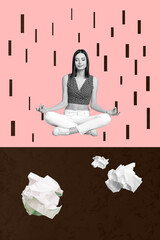 Image doodle vertical photo collage of happy girl guy stand doodle rain autumn sprint storm...