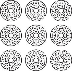 Circular Mazes Nine Intricate Puzzles for Brain Teasers and Logic Games