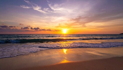 Golden sunset on tranquil beach
