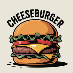 Flat vector cheeseburger art featuring detailed layers, grilling scenes, and picnic themes in bold solid colors. Great for food apps, events, and digital marketing for National Cheeseburger Day.