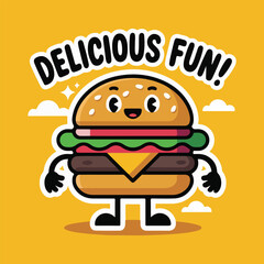 Flat vector cheeseburger art featuring detailed layers, grilling scenes, and picnic themes in bold solid colors. Great for food apps, events, and digital marketing for National Cheeseburger Day.
