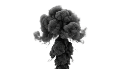Dramatic gray smoke explosion isolated PNG with Transparent Background