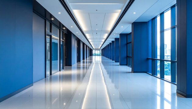 Empty modern office hallway