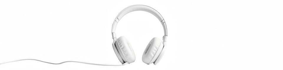 Stylish white headphones with sleek design, perfect for music lovers and audio enthusiasts. Enjoy high quality sound and comfort