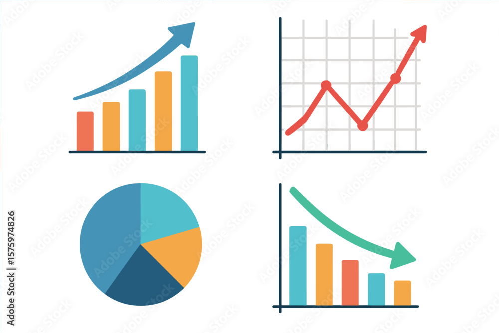 Poster business data charts and diagrams. financial analytic report infographic elements. set of graphs for